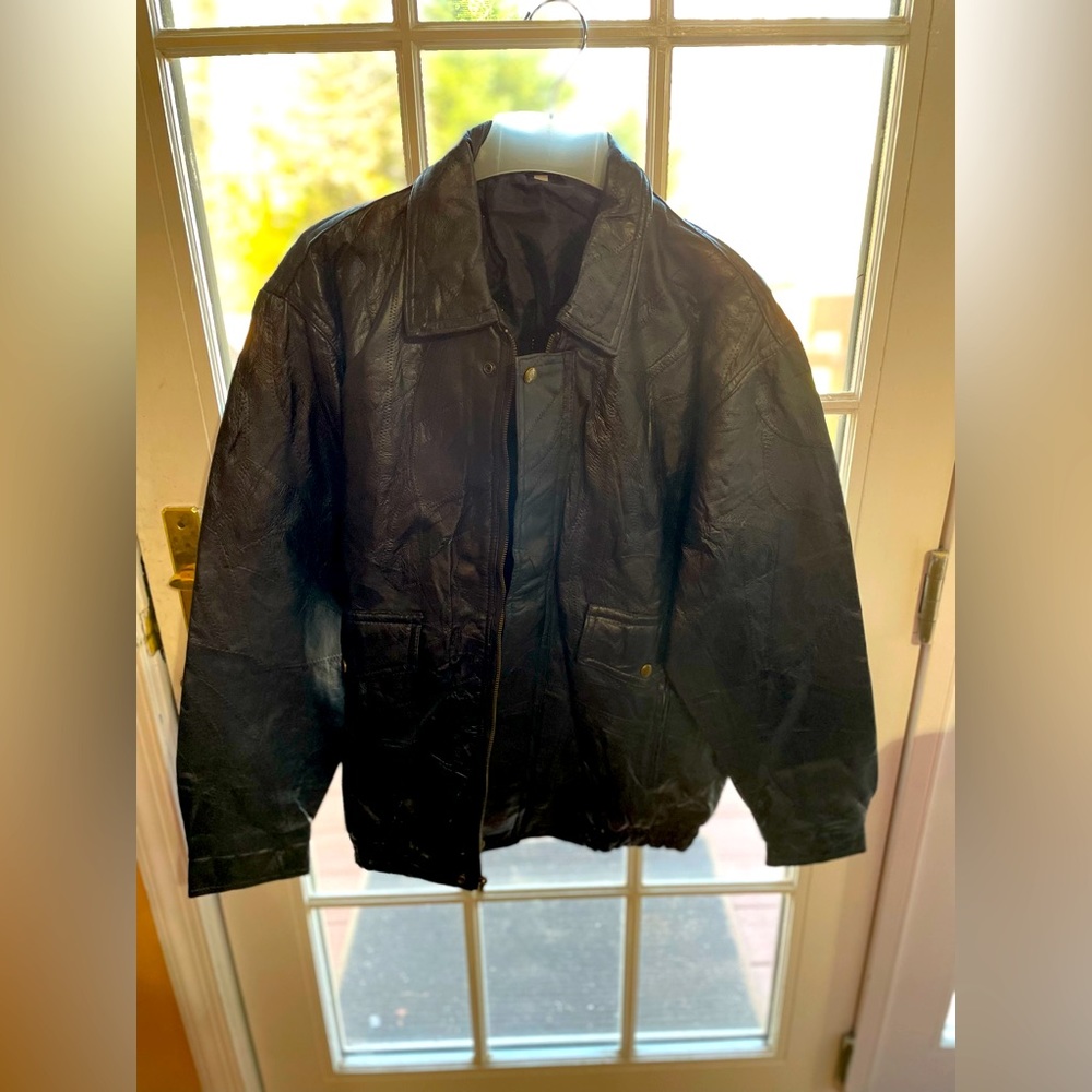 New Napoleon-Style 100% Genuine Leather Rock Star Patchwork Leather Jacket NWT